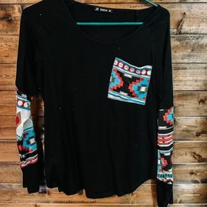 Long Sleeve Tribal Pattern Tshirt